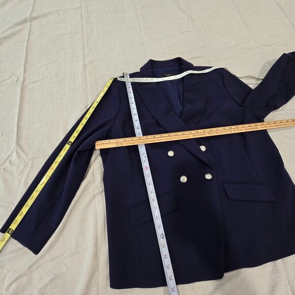 Talbots Women Blazer Plus Size 18w Blue Navy Double Breasted Silver Buttons EUC - Picture 7 of 9